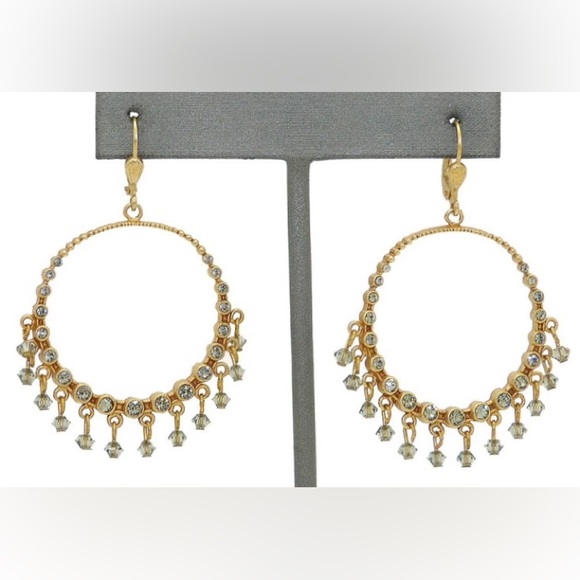 CATHERINE POPESCO La Vie Parisienne Gold Hoop Beaded Crystal Earrings - Picture 3 of 9